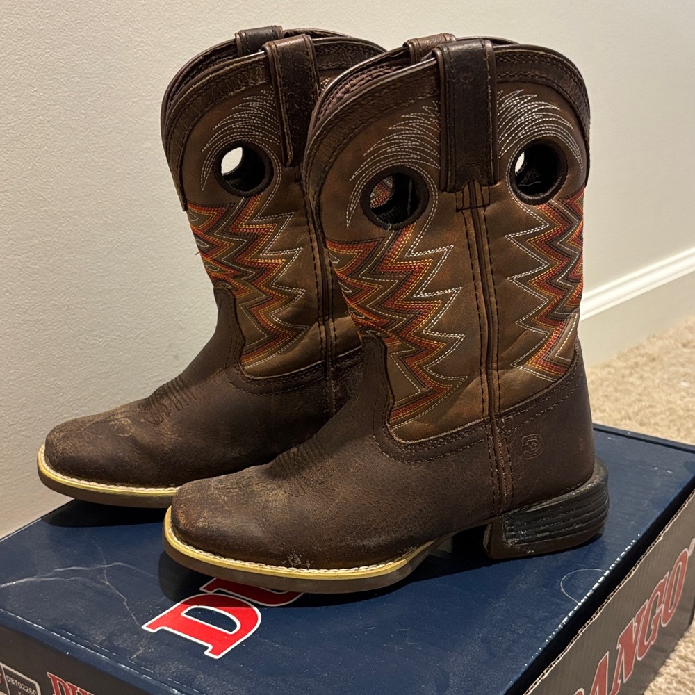 Durango Brown Kids Boots with Colorful Stitching